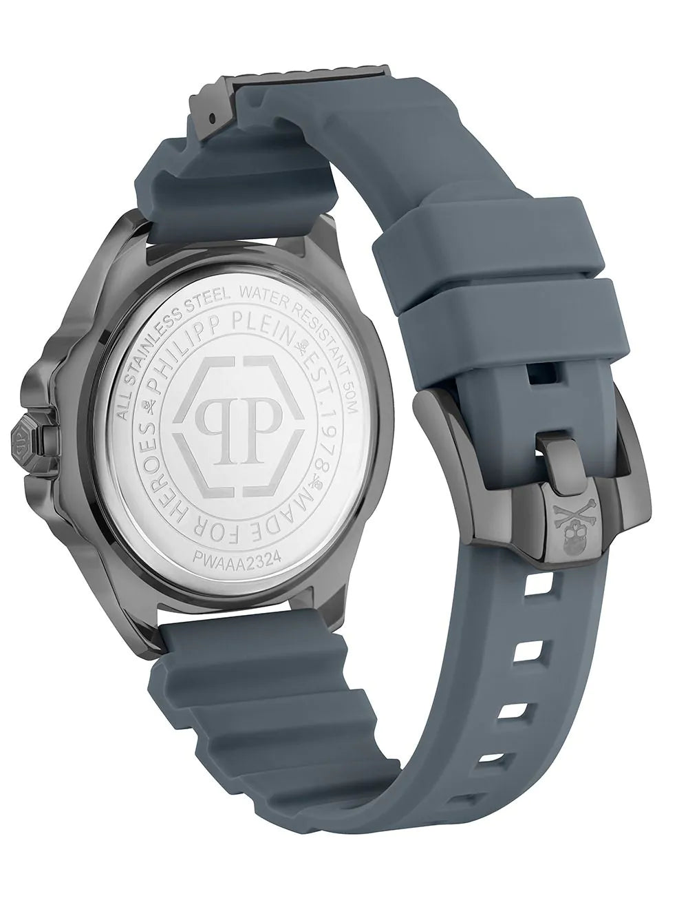 Philipp Plein The Skull Grey Dial Grey Stainless Steel Strap Watch For Men- PWAAA2324
