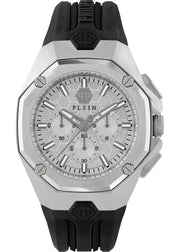 Philipp Plein Octagon Silver Dial Black Silicone Strap Watch for Men  - PWTBA0123