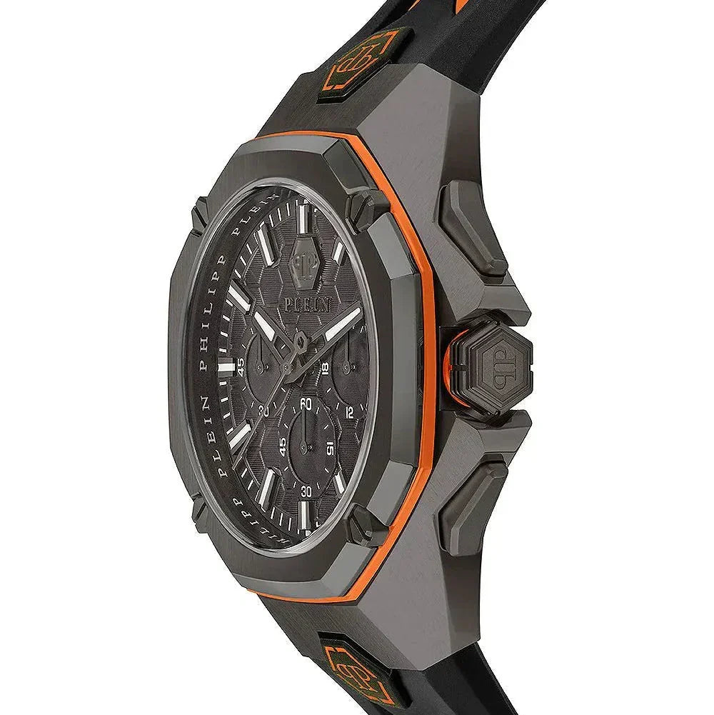 Philipp Plein Octagon Black Grey Black And Orange Silicone Strap Watch for Men - PWTBA0523