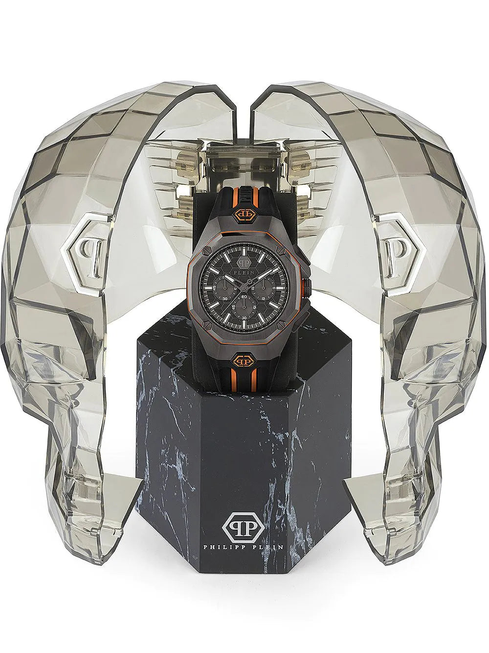 Philipp Plein Octagon Black Grey Black And Orange Silicone Strap Watch for Men - PWTBA0523