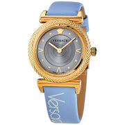  Shop Authentic Versace V-Motif Grey Dial Blue Leather Strap Watch for Women - VERE00318 - Luxxuri