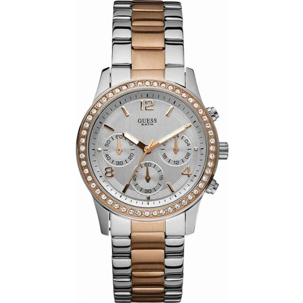  Shop Authentic Guess Mini Spectrum Quartz Silver Dial Two Tone Steel Strap Watch For Women - W0122L1 - Luxxuri
