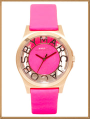  Shop Authentic Marc Jacobs Henry Skeleton Pink Dial Pink Leather Strap Watch for Women - MBM1243 - Luxxuri