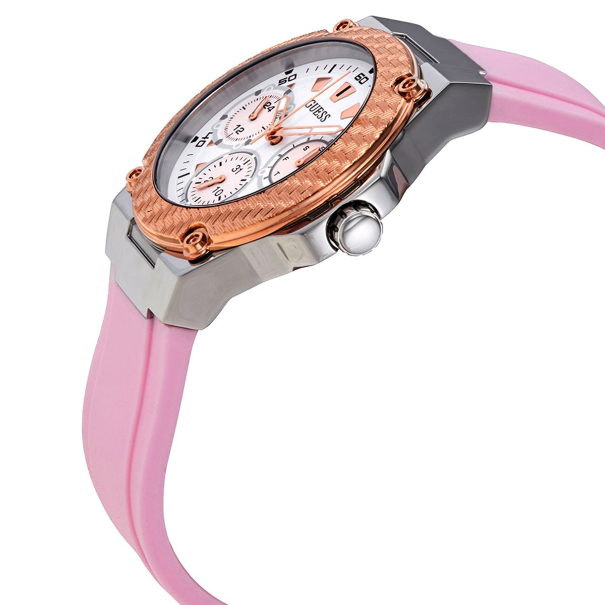  Shop Authentic Guess Zena Quartz White Dial Pink Rubber Strap Watch For Women - W1094L4 - Luxxuri