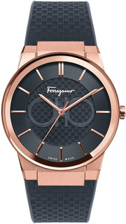  Shop Authentic Salvatore Ferragamo Sapphire Black Dial Black Silicone Strap Watch for Men - SFHP00420 - Luxxuri