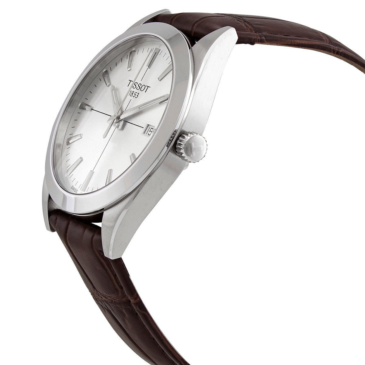  Shop Authentic Tissot Gentlemen Silver Dial Brown Leather Strap Watch for Men - T127.410.16.031.01 - Luxxuri
