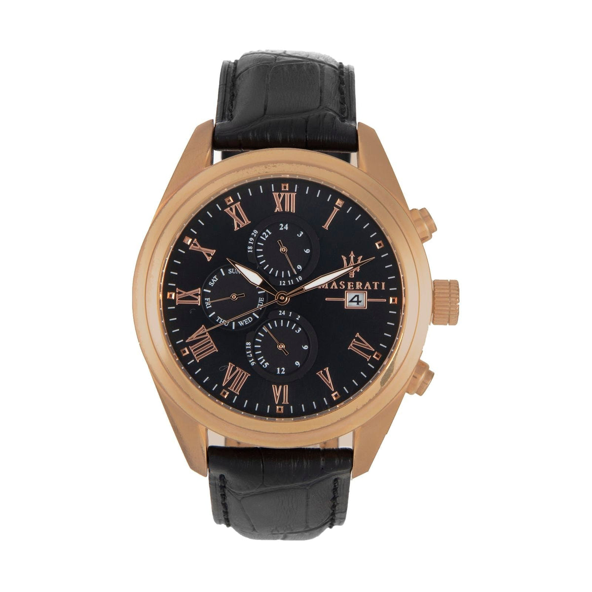  Shop Authentic Maserati Traguardo Chronograph Black Dial Black Leather Strap Watch For Men - R8871612002 - Luxxuri