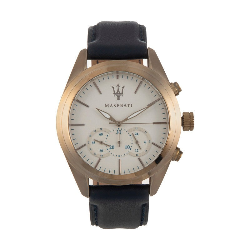  Shop Authentic Maserati Traguardo Chronograph Grey Dial Leather Strap Men's Watch - R8871612016 - Luxxuri