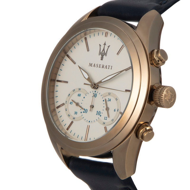  Shop Authentic Maserati Traguardo Chronograph Grey Dial Leather Strap Men's Watch - R8871612016 - Luxxuri