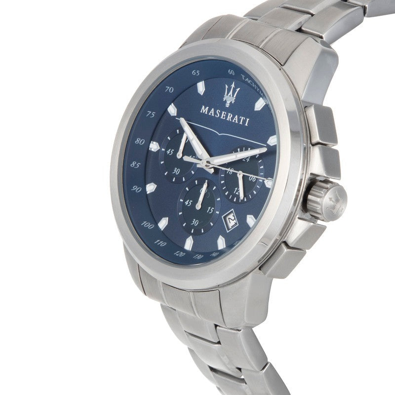  Shop Authentic Maserati Successo Chronograph Blue Dial Silver Steel Strap Watch For Men - R8873621002 - Luxxuri
