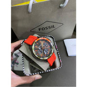 Shop Authentic Fossil Bannon Chronograph Grey Dial Orange Silicone Strap Watch for Men - BQ2500 - Luxxuri