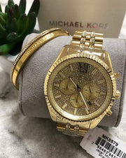  Shop Authentic Michael Kors Lexington Chronograph Gold Dial Gold Steel Strap Watch For Men - MK8579 - Luxxuri