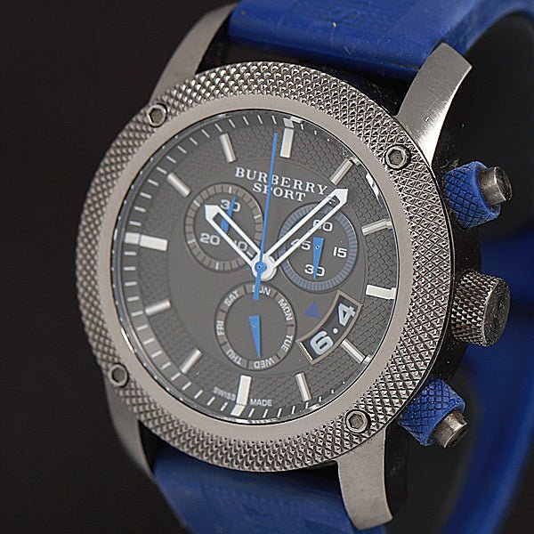  Shop Authentic Burberry Sports Chronograph Black Dial Blue Rubber Strap Watch for Men - BU7714 - Luxxuri