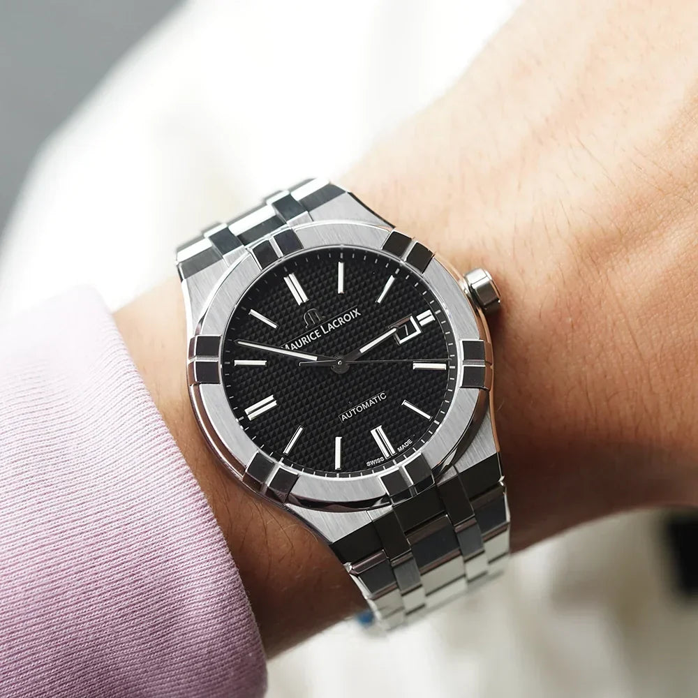  Shop Authentic Maurice Lacroix Aikon Automatic Black Dial Silver Steel Strap Watch For Men - AI6008-SS002-330-1 - Luxxuri