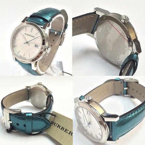 Shop Authentic Burberry White Dial Turquoise Leather Strap Watch for Women - BU9120 - Luxxuri