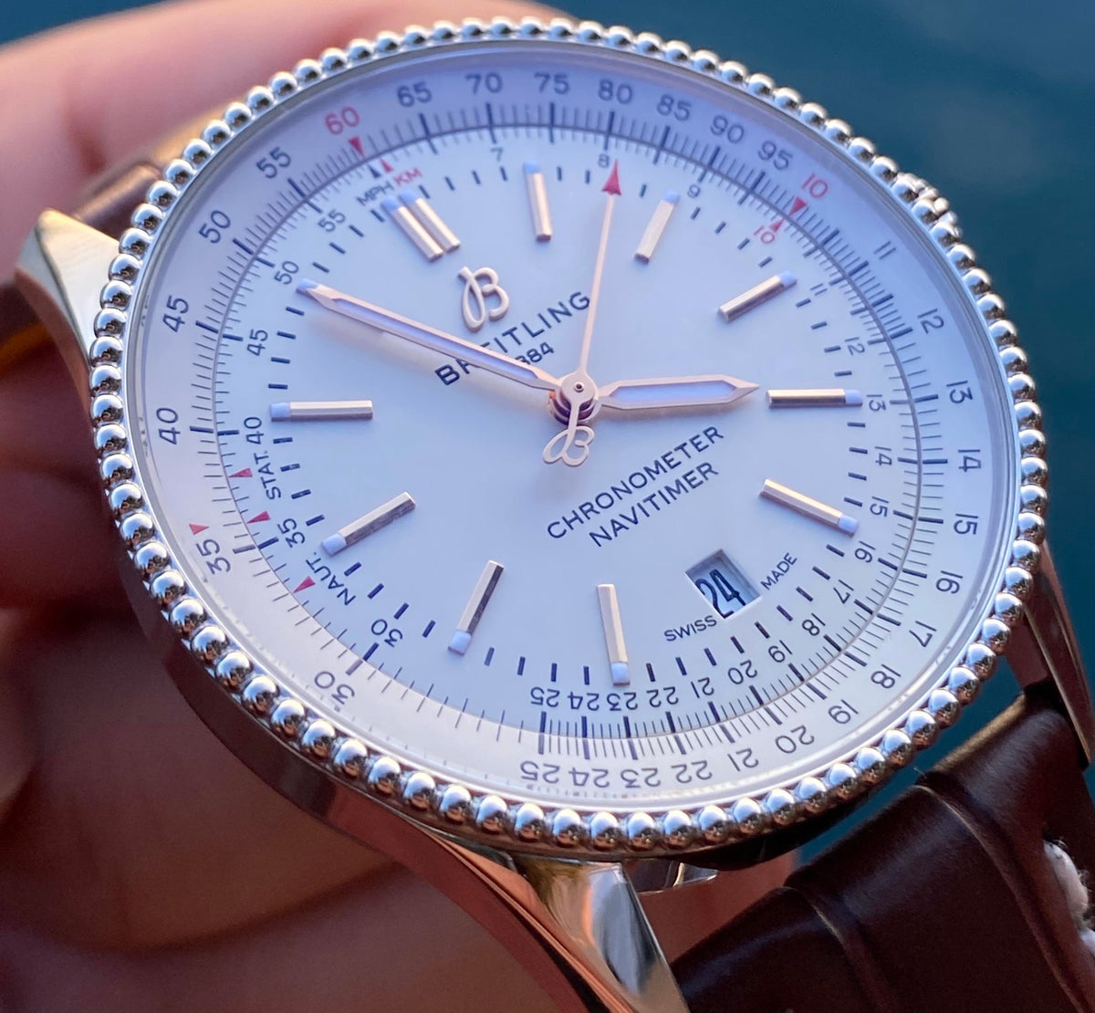  Shop Authentic Breitling Navitimer Automatic 41 White Dial Brown Leather Strap Watch for Men - A17326211G1P2 - Luxxuri