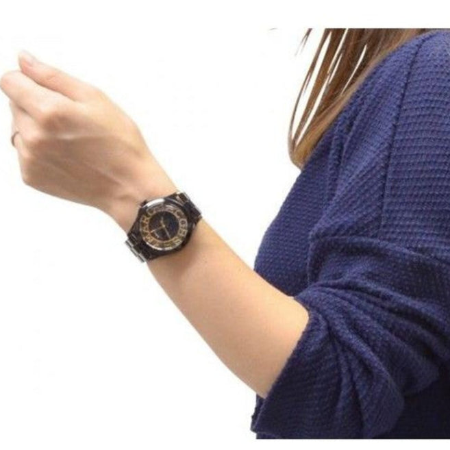  Shop Authentic Marc Jacobs Henry Transparent Black Dial Black Steel Strap Watch for Women - MBM3255 - Luxxuri