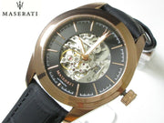  Shop Authentic Maserati Traguardo Automatic Black Skeleton Dial Black Leather Strap Watch For Men - R8821112001 - Luxxuri