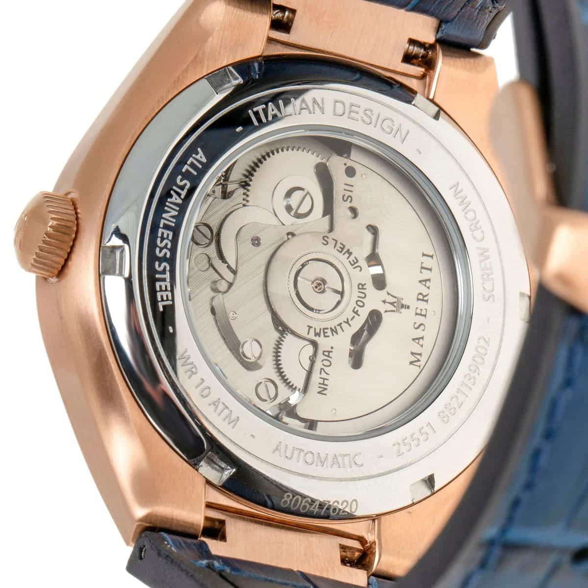 Shop Authentic Maserati Triconic Skeleton Black Dial Blue Leather Strap Watch For Men - R8821139001 - Luxxuri