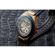  Shop Authentic Maserati Triconic Skeleton Black Dial Blue Leather Strap Watch For Men - R8821139001 - Luxxuri