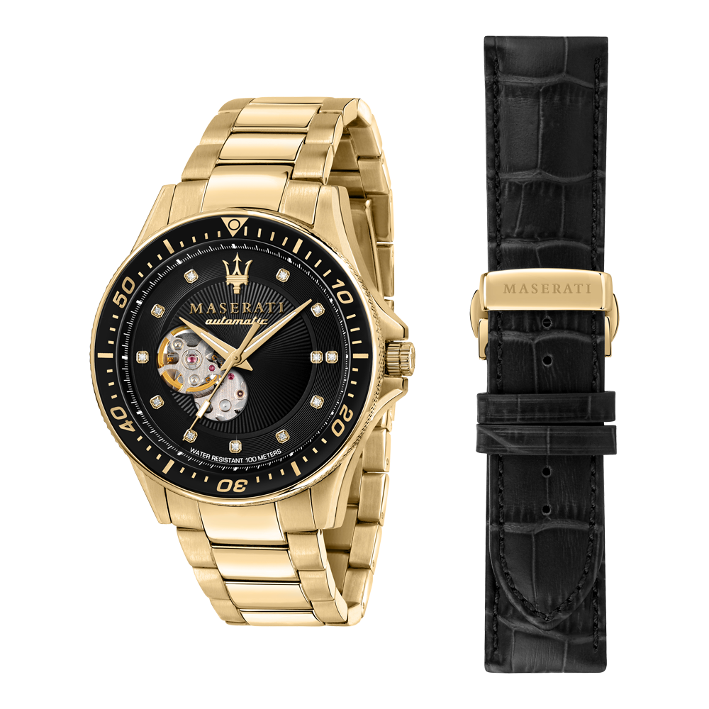  Shop Authentic Maserati SFIDA Black Dial Yellow Gold Toned Stainless Steel Watch For Men - R8823140003 - Luxxuri