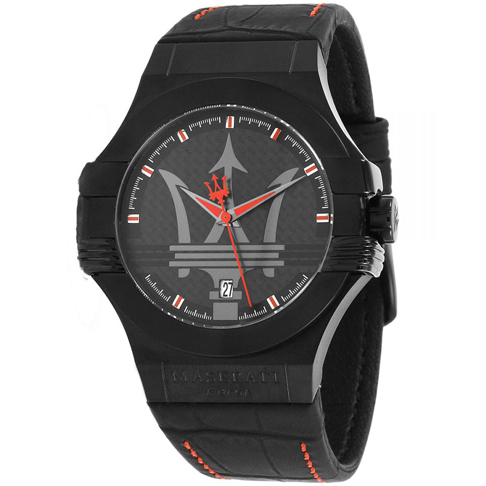  Shop Authentic Maserati Potenza 3H STR Black Dial 42mm Leather Strap Watch For Men - R8851108010 - Luxxuri