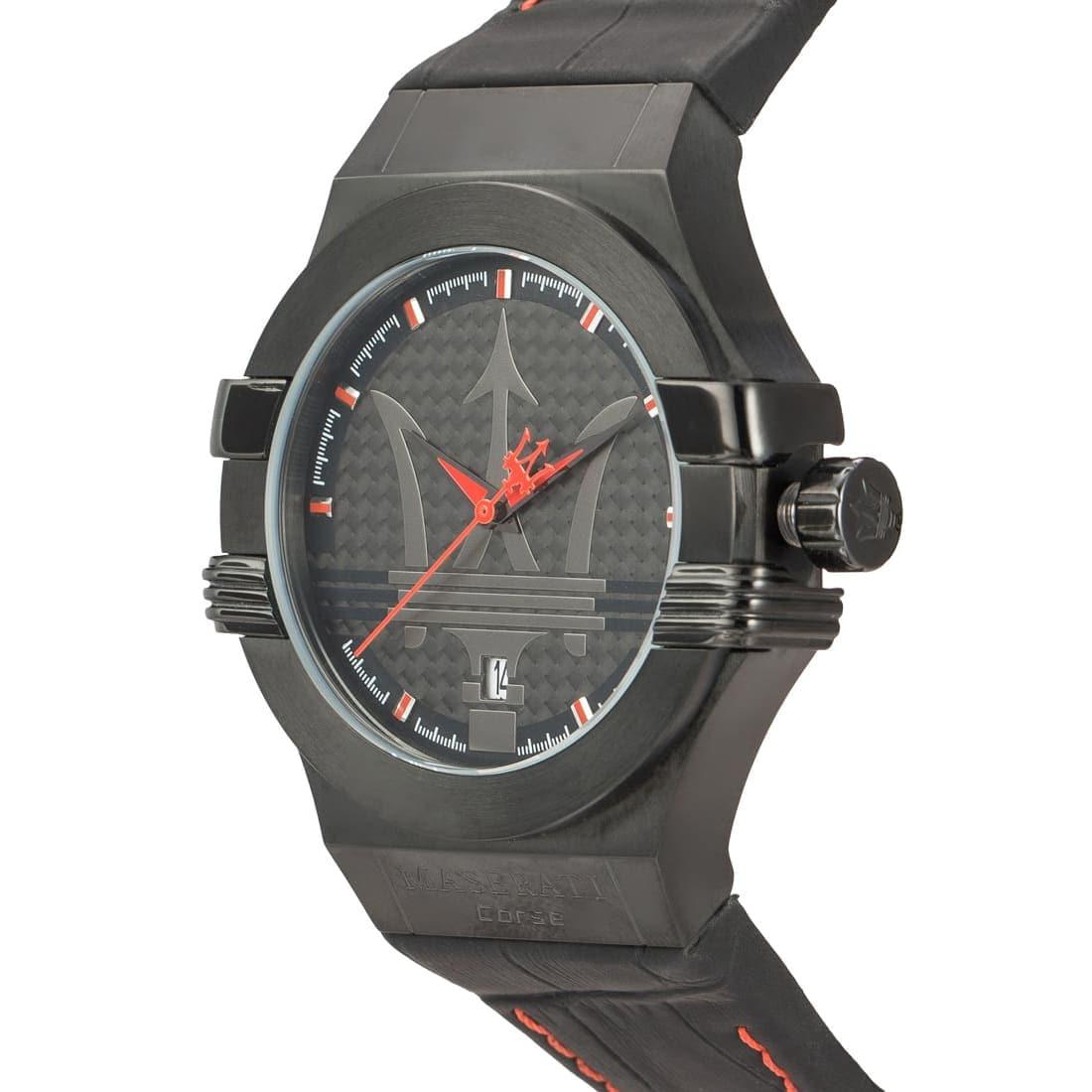  Shop Authentic Maserati Potenza 3H STR Black Dial 42mm Leather Strap Watch For Men - R8851108010 - Luxxuri