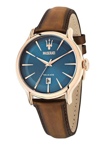  Shop Authentic Maserati Epoca Blue Dial Brown Leather Strap Watch For Men - R8851118001 - Luxxuri