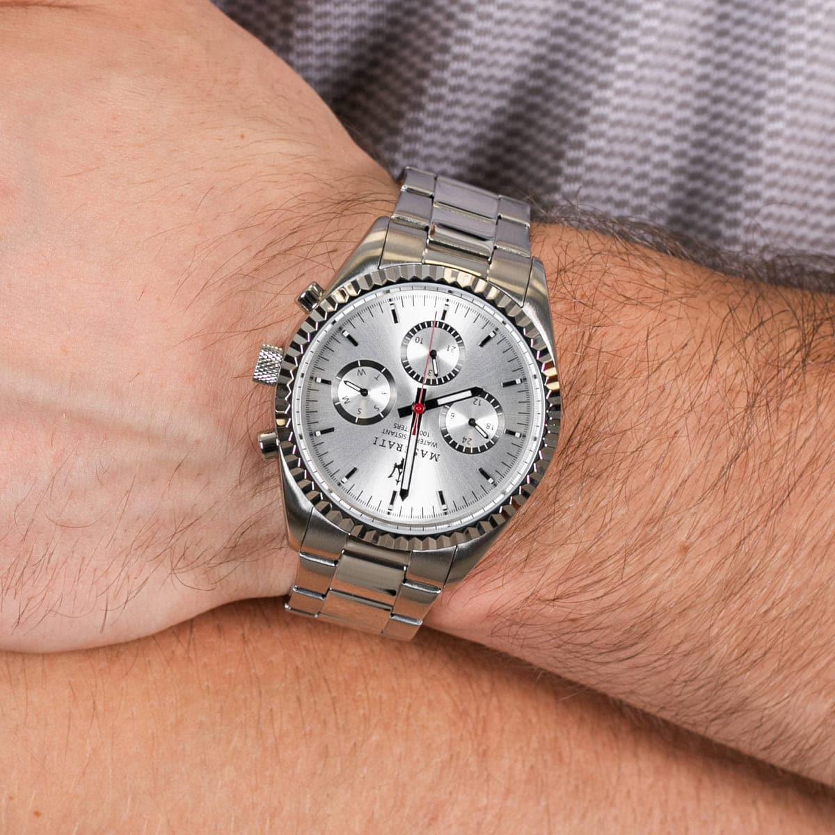 Shop Authentic Maserati Competizione Silver Dial Silver Steel Strap Watch For Men - R8853100018 - Luxxuri