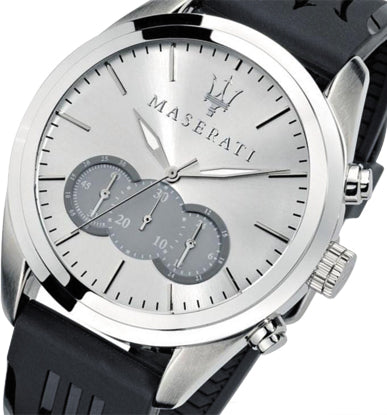  Shop Authentic Maserati Traguardo Chronograph Silver Dial Black Rubber Strap Watch for Men - R8871612012 - Luxxuri
