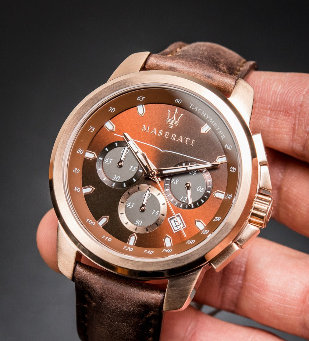  Shop Authentic Maserati Successo Brown Dial Brown Leather Strap Watch For Men - R8871621004 - Luxxuri