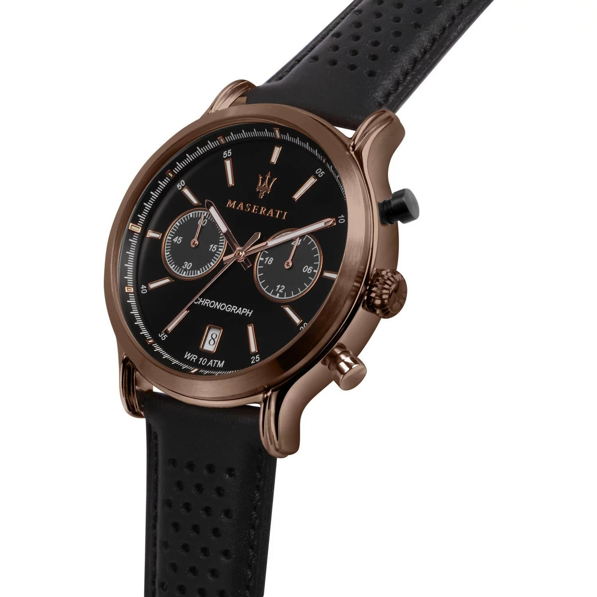  Shop Authentic Maserati Legend Chronograph Black Dial Black Leather Strap Watch For Men - R8871638001 - Luxxuri
