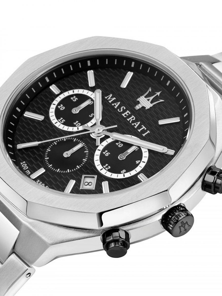  Shop Authentic Maserati Stile Chronograph Black Dial Silver Steel Strap Watch For Men - R8873642004 - Luxxuri