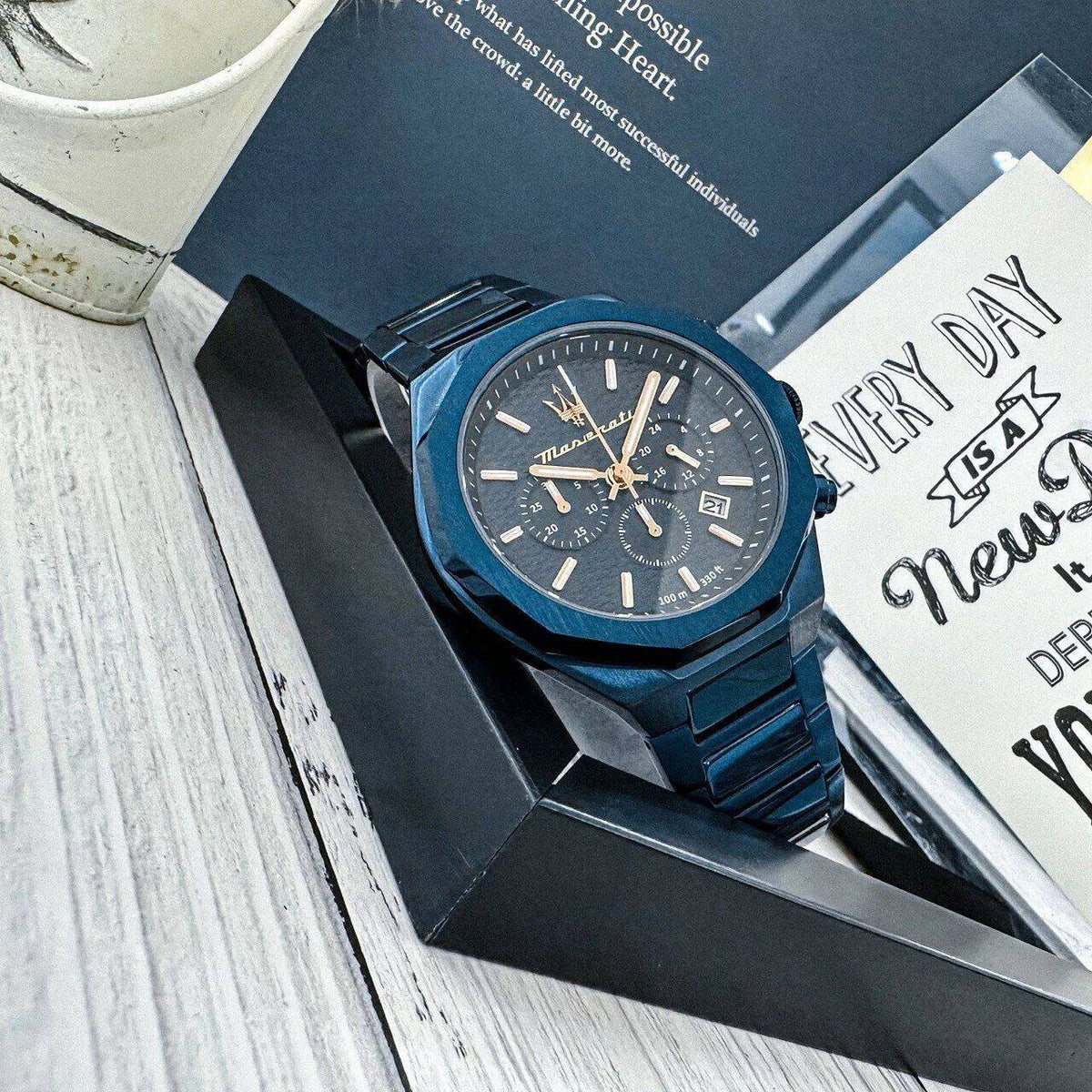  Shop Authentic Maserati Stile Chronograph Blue Dial Blue Steel Strap Watch For Men - R8873642008 - Luxxuri
