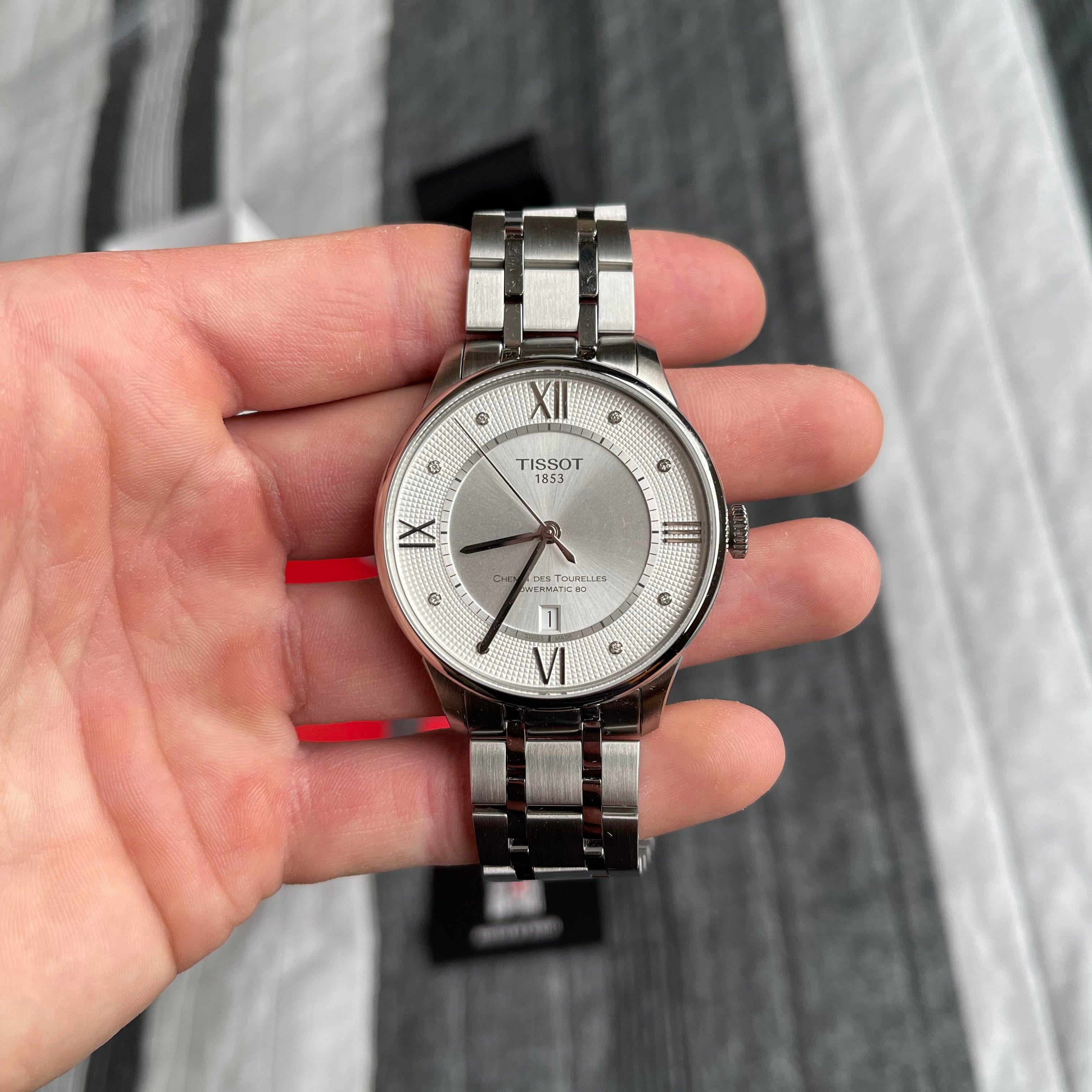  Shop Authentic Tissot Chemin Des Tourelles Powermatic 80 Diamonds Silver Dial Silver Steel Strap Watch for Men - T099.407.11.033.00 - Luxxuri