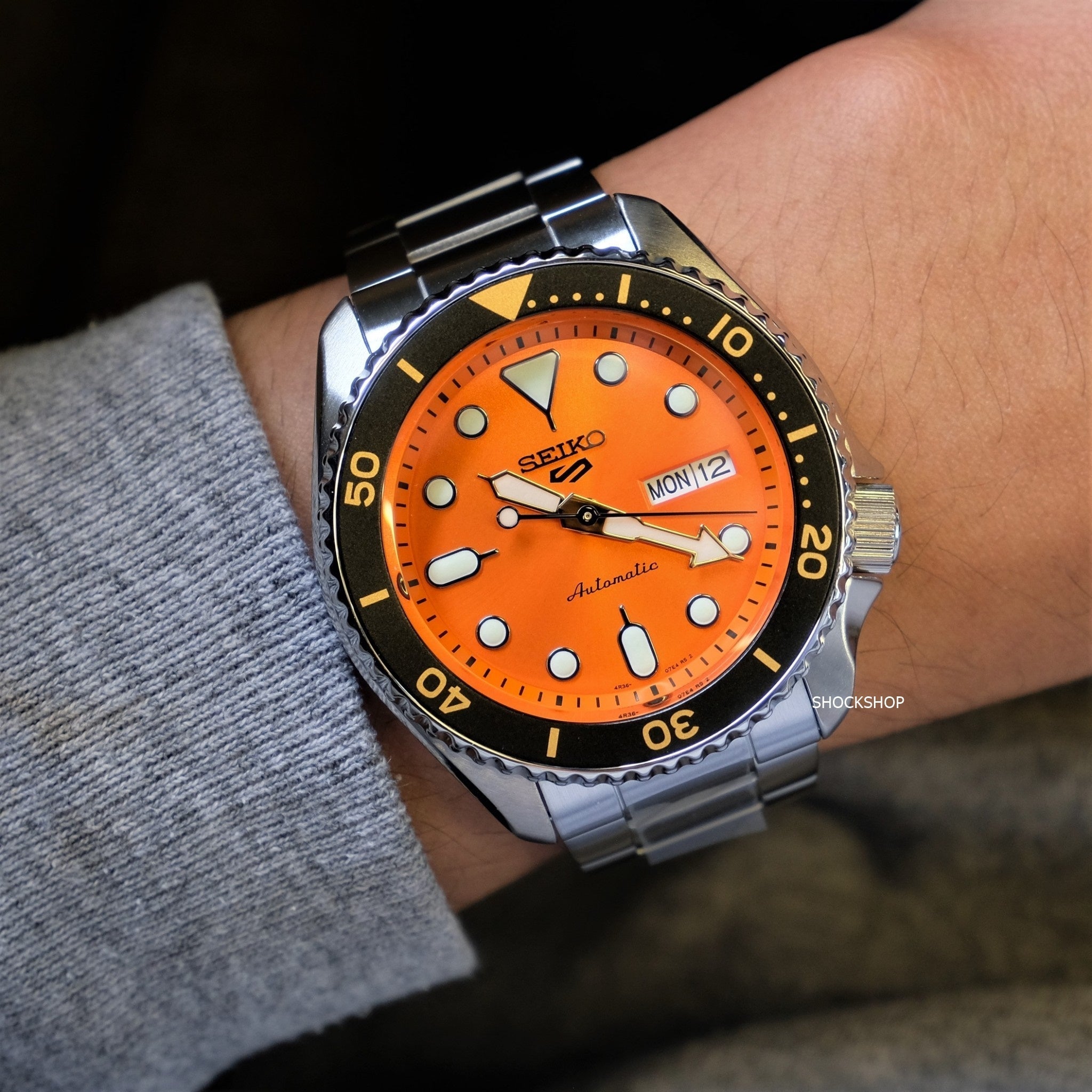 Shop Authentic Seiko 5 Sports Automatic Orange Dial Silver Steel Strap Watch For Men - SRPD59K1 - Luxxuri