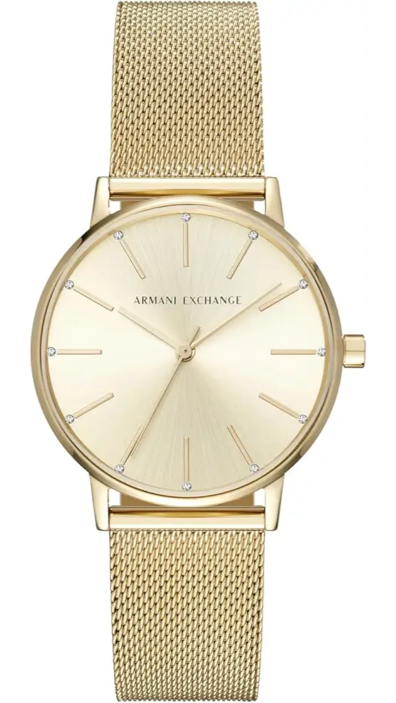  Shop Authentic Armani Exchange Lola Analog Gold Dial Gold Mesh Strap Watch For Women - AX5536 - Luxxuri
