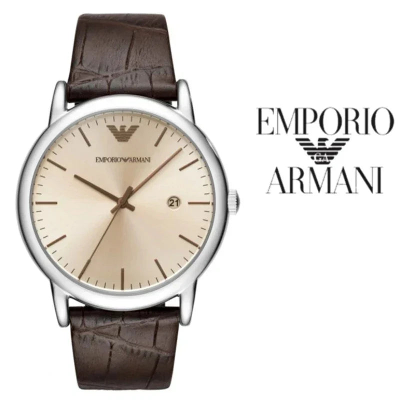  Shop Authentic Emporio Armani Luigi Analog Bronze Dial Brown Leather Strap Watch For Men - AR11096 - Luxxuri