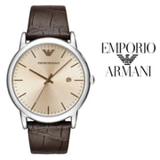  Shop Authentic Emporio Armani Luigi Analog Bronze Dial Brown Leather Strap Watch For Men - AR11096 - Luxxuri