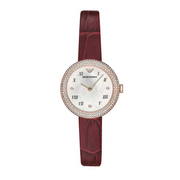  Shop Authentic Emporio Armani Rosa Two Hand White Dial Red Leather Strap Watch For Women - AR11357 - Luxxuri