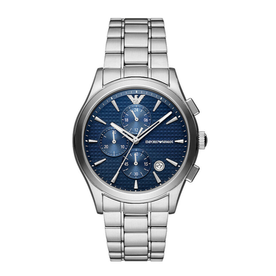  Shop Authentic Emporio Armani Chronograph Blue Dial Silver Steel Strap Watch For Men - AR11528 - Luxxuri
