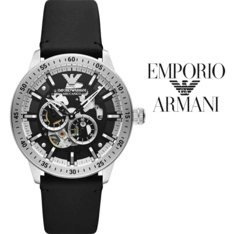  Shop Authentic Emporio Armani Renato Chronograph Automatic Black Dial Black Leather Strap Watch For Men - AR60051 - Luxxuri