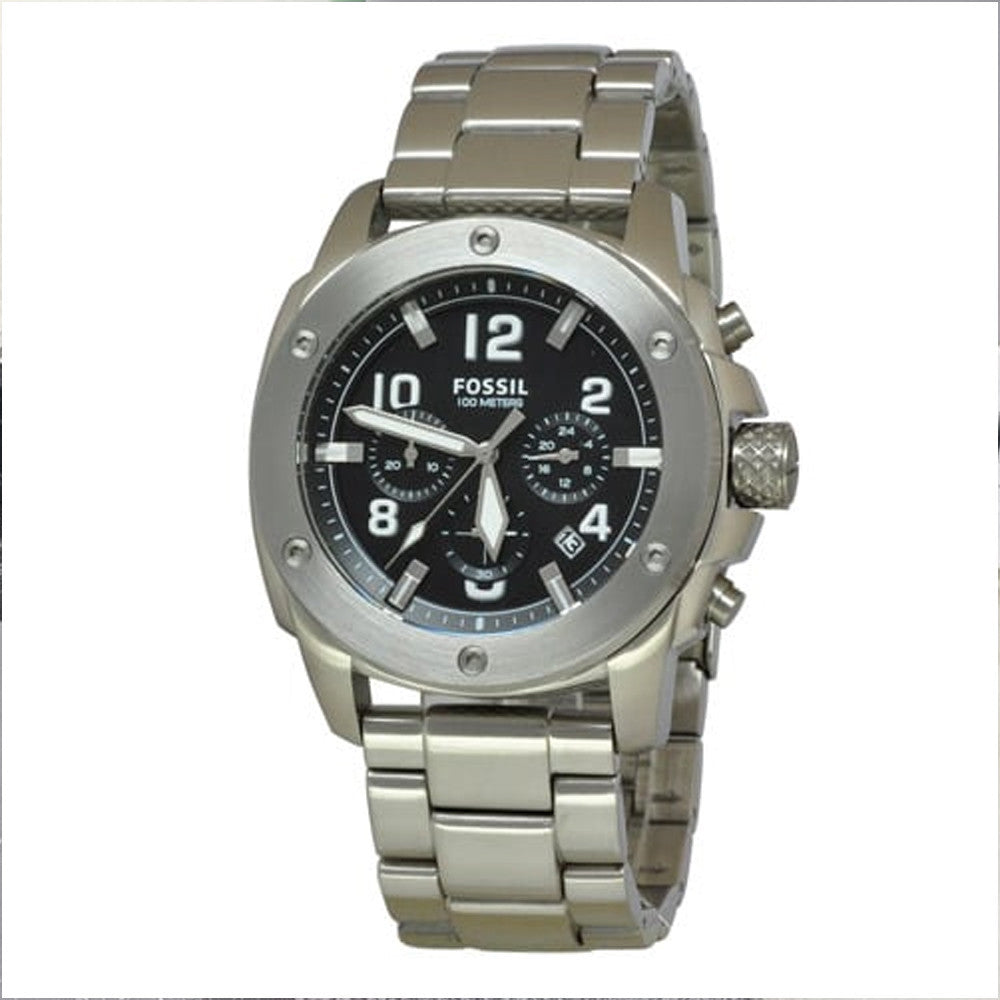  Shop Authentic Fossil Modern Machine Black Dial Silver Steel Strap Watch for Men - FS4926 - Luxxuri