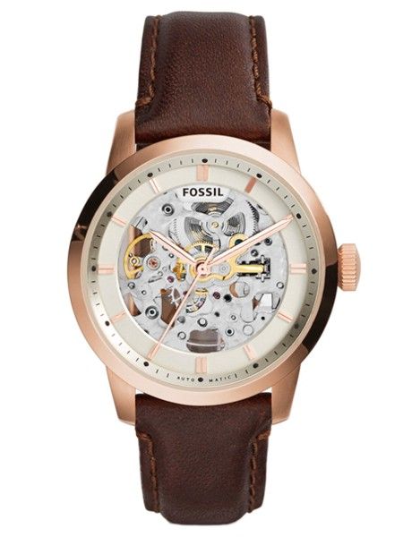  Shop Authentic Fossil Townsman Automatic Skeleton White Dial Brown Leather Strap Watch for Men - ME3078 - Luxxuri