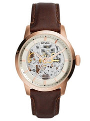  Shop Authentic Fossil Townsman Automatic Skeleton White Dial Brown Leather Strap Watch for Men - ME3078 - Luxxuri