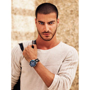  Shop Authentic Guess Pinnacle Chronograph Quartz Blue Dial Black Leather Strap Watch For Men - W0673G4 - Luxxuri