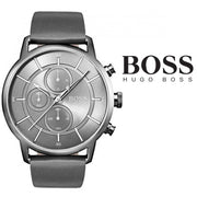  Shop Authentic Hugo Boss Architectural Grey Dial Grey Leather Strap Watch for Men - 1513570 - Luxxuri