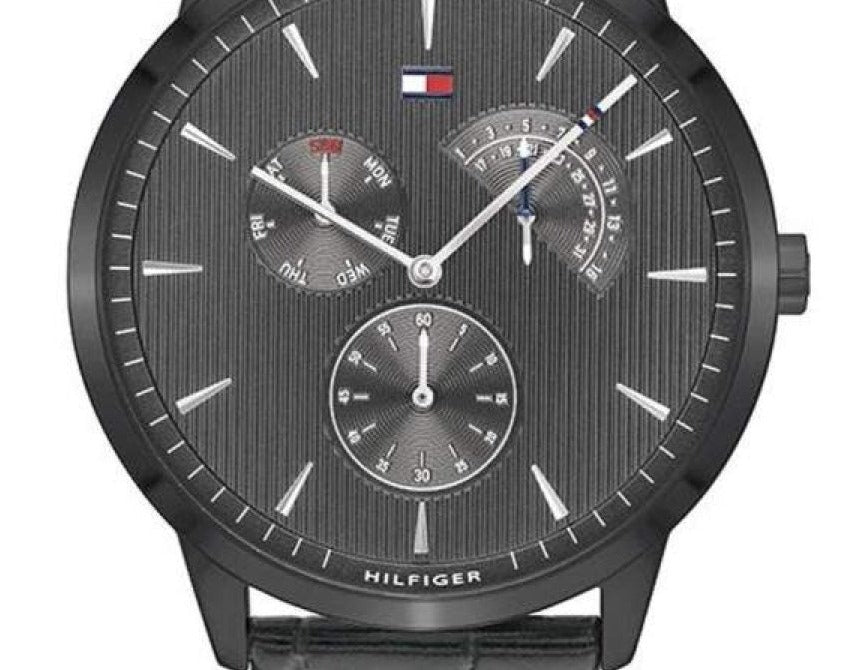  Shop Authentic Tommy Hilfiger Brad Chronograph Quartz Grey Dial Grey Leather Strap Watch For Men - 1710388 - Luxxuri