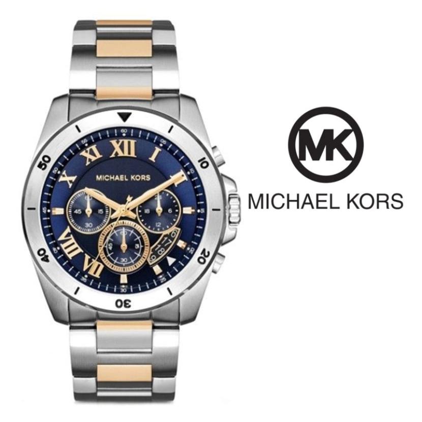  Shop Authentic Michael Kors Brecken Chronograph Blue Dial Two Tone Steel Strap Watch For Men - MK8437 - Luxxuri
