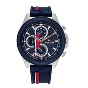  Shop Authentic Tommy Hilfiger Clark Chronograph Blue Dial Black Leather Strap Watch For Men - 1792083 - Luxxuri